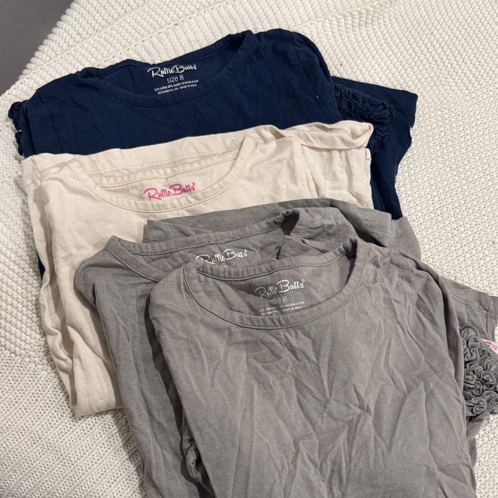 Ruffle Butts Long Sleeve Tees - Navy, Cream, Gray